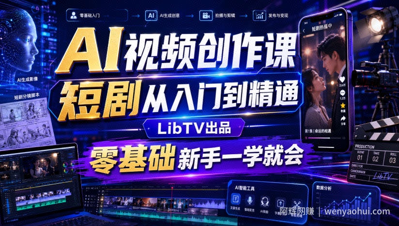 AI视频创作课,短剧从入门到精通,LibTV出品,零基础新手一学就会