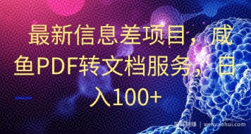 最新信息差项目，咸鱼PDF转文档服务，日入100+
