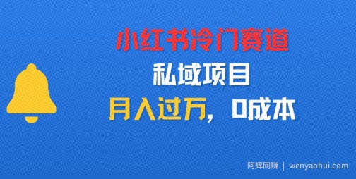 小红书冷门赛道，私域项目，月入过1W，0成本