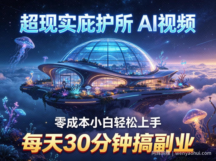 超现实庇护所AI视频项目拆解，零成本小白轻松上手，每天30分钟搞副业