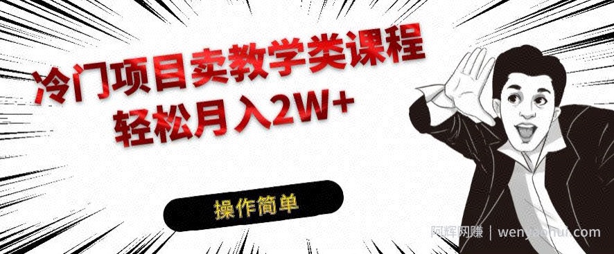 冷门项目卖教学类课程，轻松月入2W+