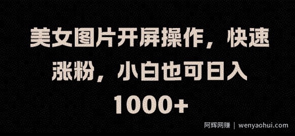 美女图片开屏操作，快速涨粉，小白也可日入1k【揭秘】