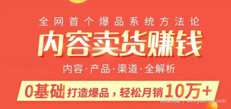 内容卖货賺米：0基础打造卖爆品，每月轻松躺赚10w+【完结】