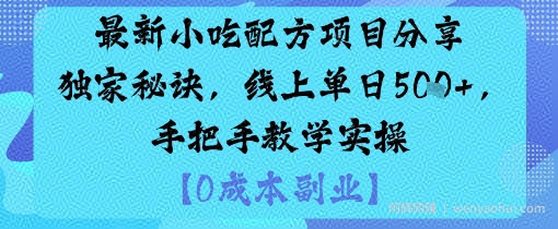 最新小吃配方项目分享独家秘诀，线上单日5张，手把手教学实操