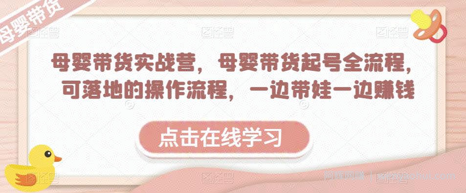 母婴带货实战营，母婴带货起号全流程，可落地的操作流程，一边带娃一边賺米（附素材）