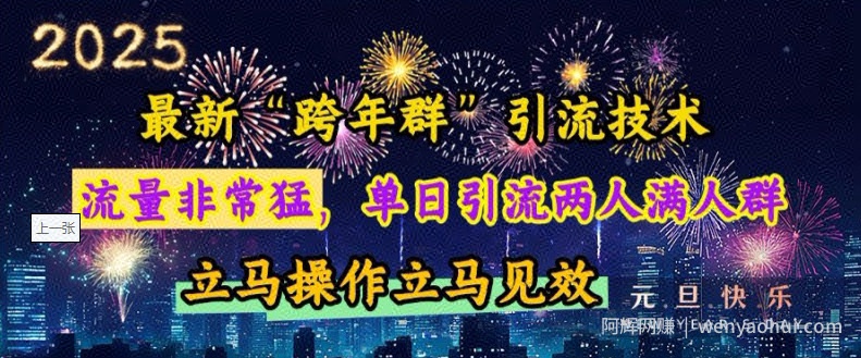 最新“跨年群”引流，流量非常猛，单日引流两人满人群，立马操作立马见效【揭秘】