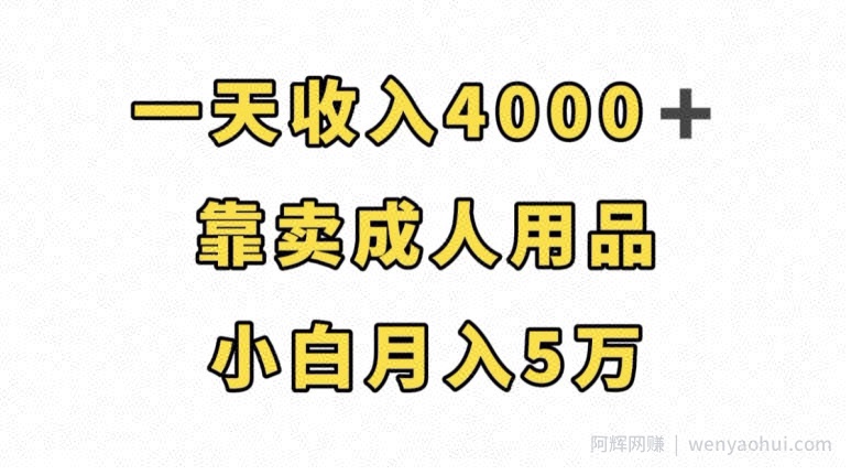 一天收入4000+，靠卖成人用品，小白轻松月入5万【揭秘】