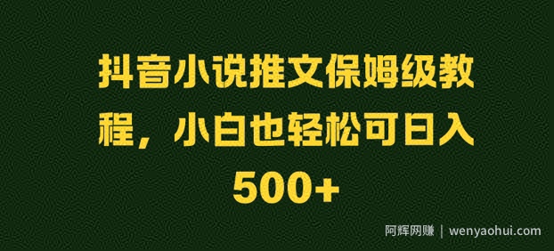 抖音小说推文保姆级教程，小白也轻松可日入500+
