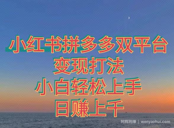 拼多多小红书双平台变现打法，小白轻松上手