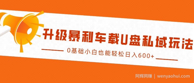 升级暴利车载U盘私域玩法，0基础小白也能轻松日入多张【揭秘】
