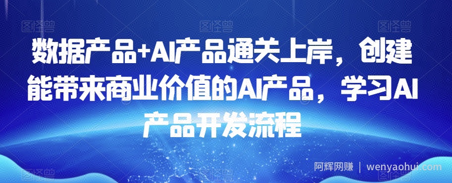 数据产品+AI产品通关上岸，创建能带来商业价值的AI产品，学习AI产品开发流程