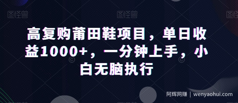 高复购莆田鞋项目，单日收益1000+，一分钟上手，小白无脑执行