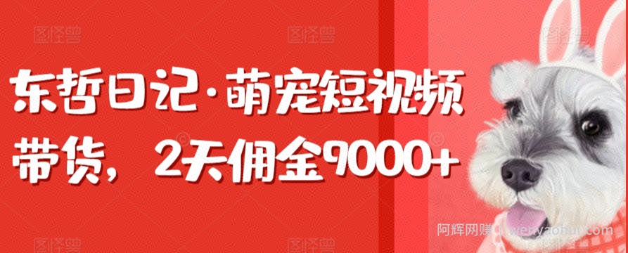 东哲日记·萌宠短视频带货，2天佣金9000+