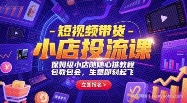 短视频带货-小店投流课，保姆级小店随心推教程，包教包会，生意即刻起飞