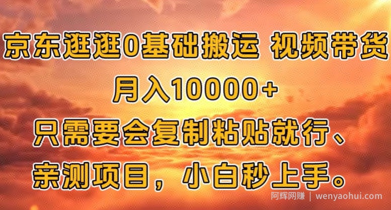 京东逛逛0基础搬运视频带货【赚佣金】月入1w