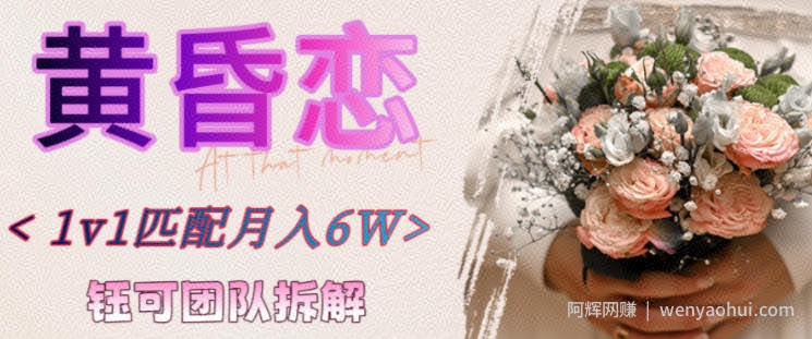 副业拆解：黄昏恋1对1匹配月入6个，潜力巨大