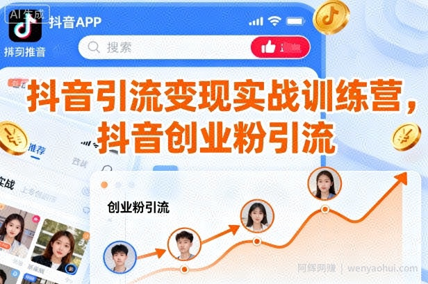 抖音引流变现实战训练营，抖音创业粉引流