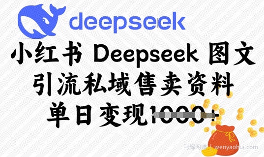 小红书Deepseek 图文引流私域售卖资料，单日变现多张