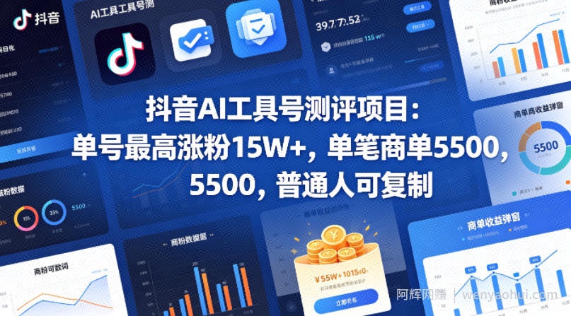 抖音AI工具号测评项目（1-2期），单号最高涨粉15W+，单笔商单5.5k，也可进伙伴计划，普通人可复制（更新7月）