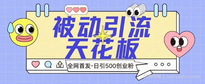 全网首发被动引流天花板 日引500+创业粉