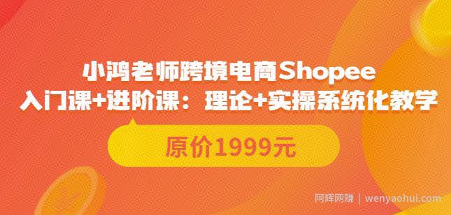 鸿老师跨境电商Shopee入门课+进阶课：理论+实操系统化教学（原价1999）
