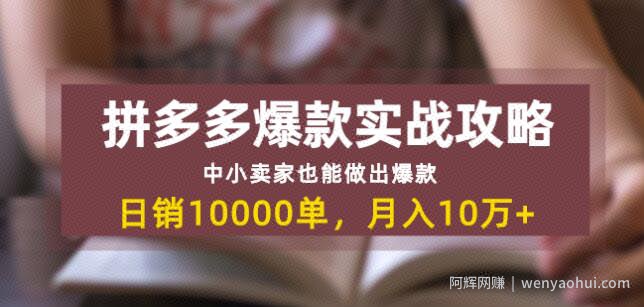 拼多多爆款实战攻略：中小卖家也能做出爆款，日销10000单月入10w+