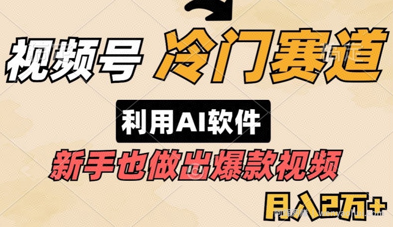 视频号冷门赛道，利用AI软件，新手也能轻松做出爆款视频，月入2万