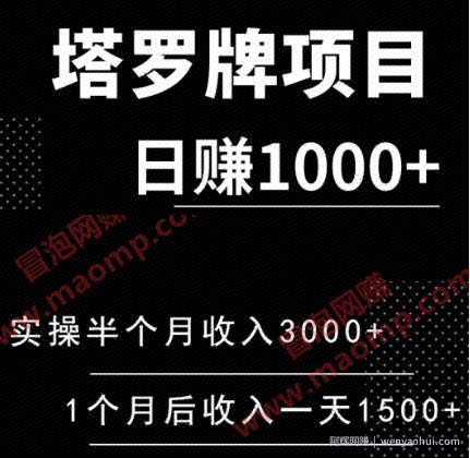 塔罗牌日赚1000+项目，勇哥实操半个月收入3000+，一个月后收入稳定在一天1500+（全套课程）