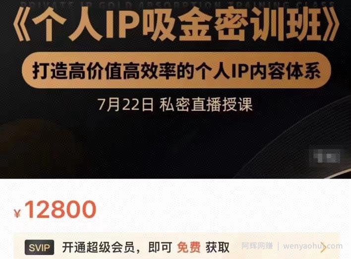 桔子会个人IP吸金密训班，打造高价值高效率的个人IP内容体系（价值12800元）