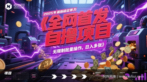 全网首发，2025年最新稳定暴力全自动自撸项目，无限制批量操作，日入多张【揭秘】