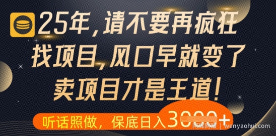 什么？25年你还在疯狂找项目做，醒醒吧，看完这些你全都懂了【揭秘】