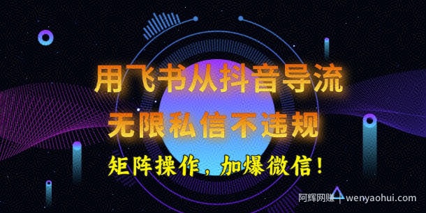 用飞书从抖音导流，无限私信不违规，抖音截流创业粉