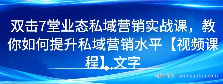 7堂业态私域营销实战课，教你如何提升私域营销水平【视频课程】