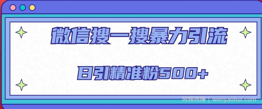 微信搜一搜引流全系列课程，日引精准粉500+（8节课）