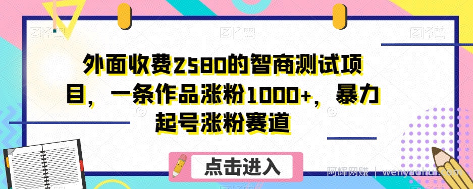 外面收费2580的智商测试项目，一条作品涨粉1000+，暴力起号涨粉赛道【揭秘】