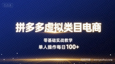 拼多多虚拟类目电商，零基础实战教学，单人操作每日100+