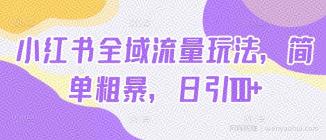 小红书全域流量玩法，简单粗暴，日引100+