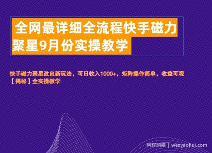 全网最详细全流程快手磁力聚星实操教学