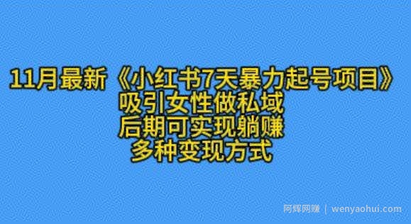 K总部落11月最新小红书7天暴力起号项目，吸引女性做私域【揭秘】