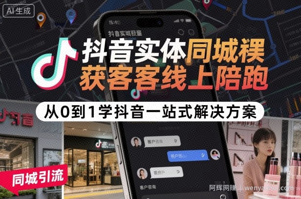 抖音实体同城获客线上陪跑，从0到1学抖音一站式解决方案