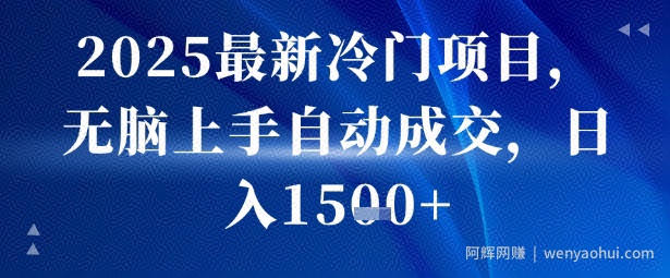 2025最新冷门项目，无脑上手自动成交，日入多张