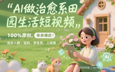 AI做治愈系田园生活短视频，100%原创，条条爆款，无脑矩阵， 适合小白