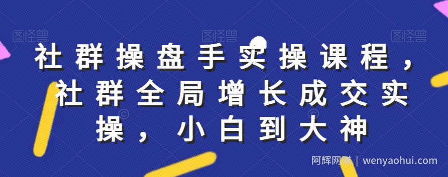 社群实操课程，社群全局增长成交实操，小白到大神