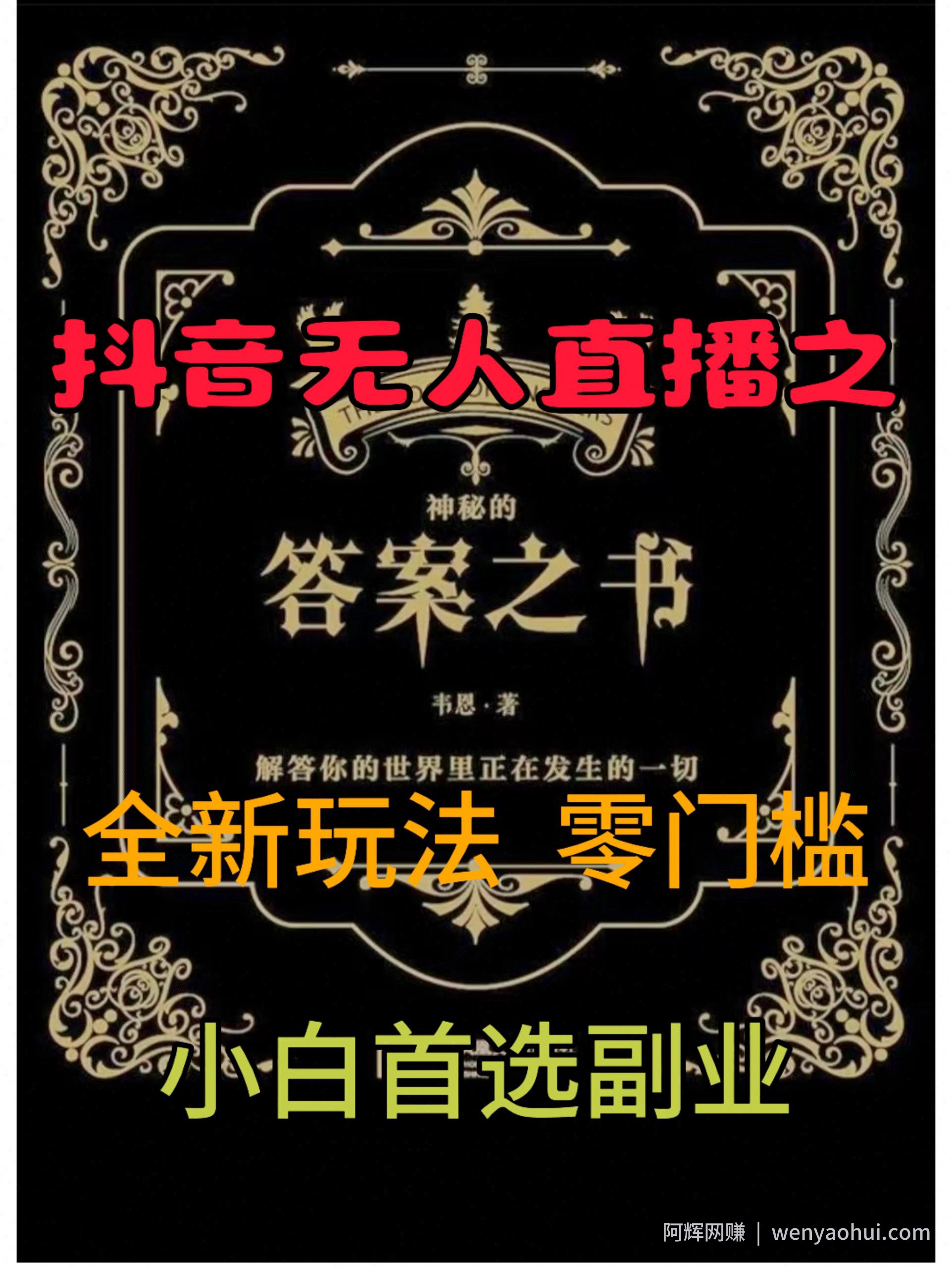 抖音无人直播之答案之书，全新玩法，搭配文档和网页，零门槛，0 粉开播，小白首选副业