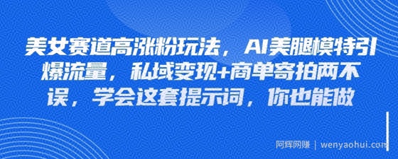 美女赛道高涨粉玩法,AI美腿模特引爆流量,私域变现+商单寄拍两不误,学会这套提示词,你也能做