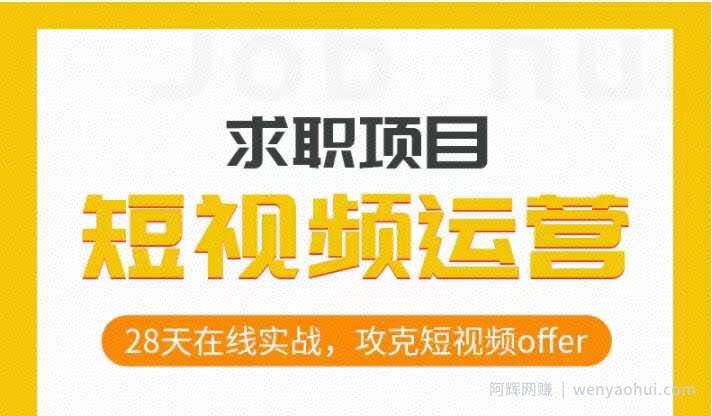 短视频运营求职实操项目，28天在线实战，攻克短视频offer