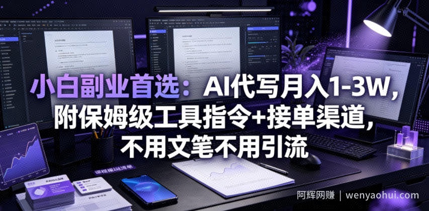 小白副业首选：AI代写月入1-3W，附保姆级工具指令+接单渠道，不用文笔不用引流【揭秘】