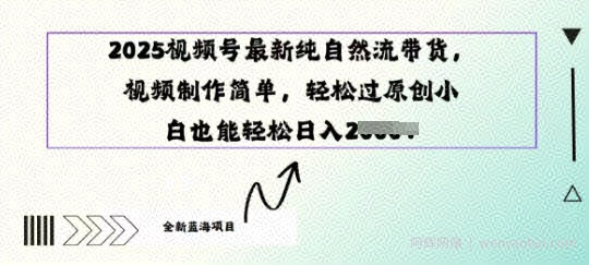 2025视频号最新纯自然流带货， 视频制作简单，轻松过原创小 白也能轻松操作