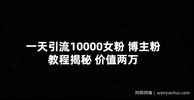 一天引流10000女粉，博主粉教程揭秘（价值两万）