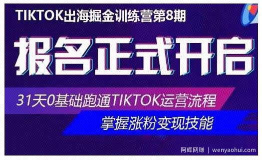 优联荟·Tiktok出海掘金训练营第8期，31天0基础跑通Tiktok运营流程